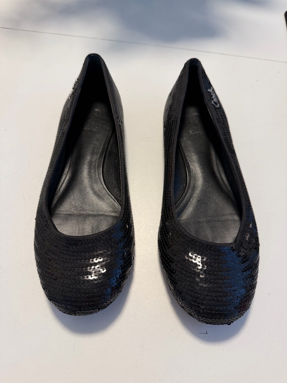 Coach Poppy Black Sequin Women's Ballet Flats Size 8